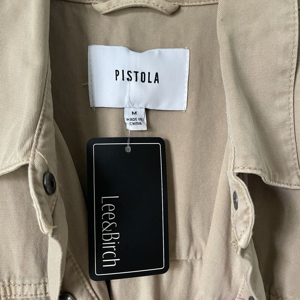 Pistola Rosie Utility Jumpsuit 100% Cotton Padded Shoulder Sesame Women's Medium - Picture 9 of 16